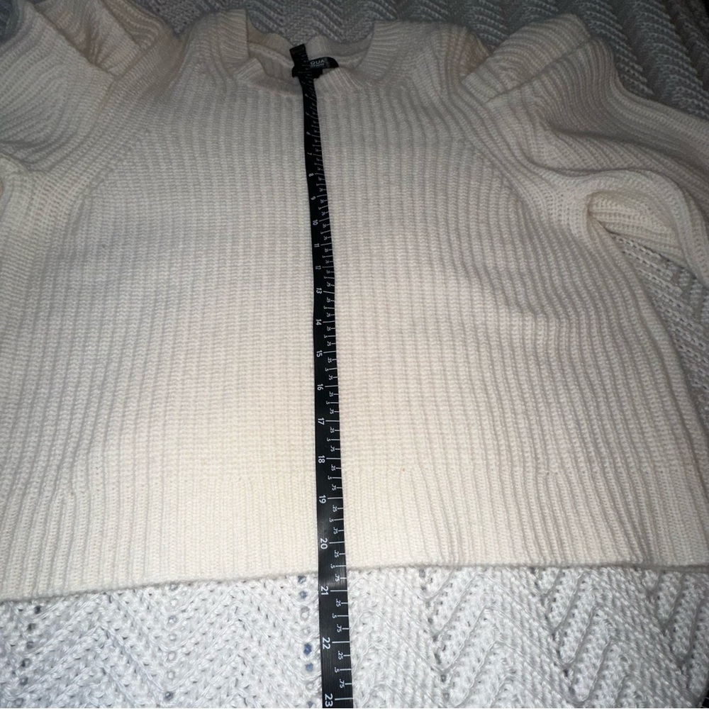Women's Aqua Cashmere Shaker Puff Sleeve Cream Sweater - L - Picture 6 of 6